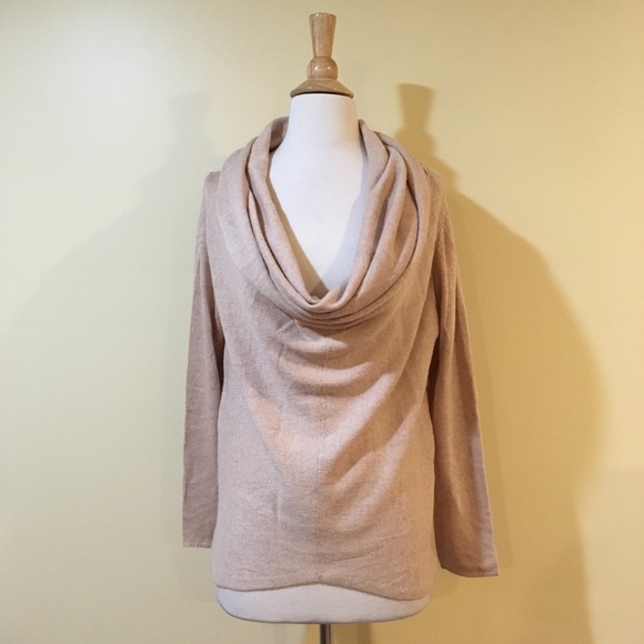 💥 CLEARANCE Cowl Neck Slouchy Knit Sweater Top Sandy Beige - Picture 4 of 5